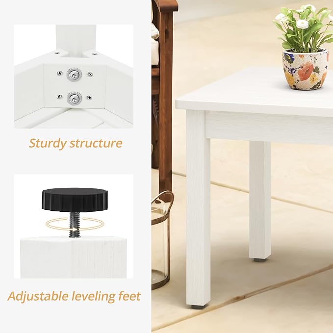 LUE BONA Outdoor Coffee Table Rectangle, HDPS Patio Coffee Tables - Image 6