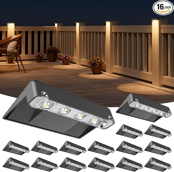 NIORSUN Solar Deck Lights Outdoor 16 Pack, IP65 Waterproof Large Size LED Stair by NIORSUN