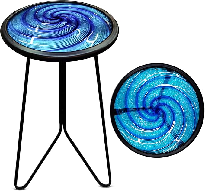 LIFFY Patio Side Table, Small Round End Table, Metal Side Table Outdoor by LiffyArt