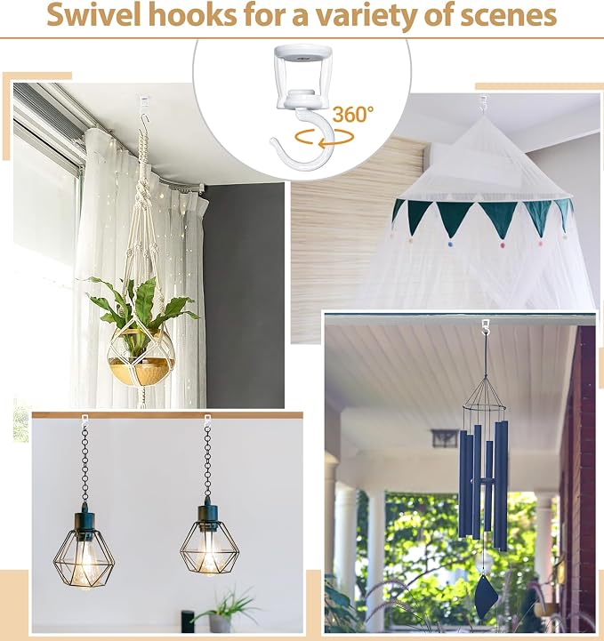 Mkono Ceiling Hooks for Hanging Plants, Heavy Duty Metal Plant Hanger for Drop - Image 4