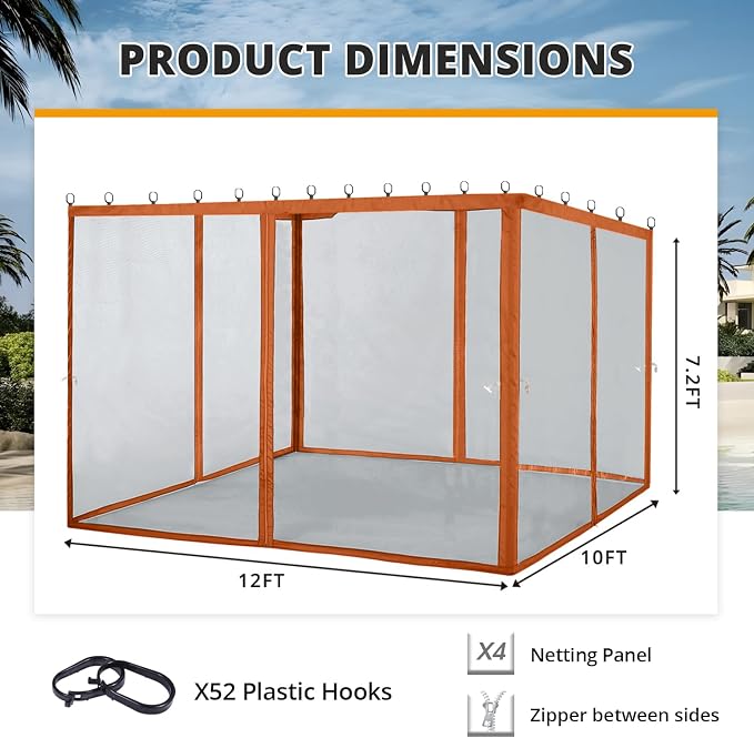 MASTERCANOPY Patio Gazebo Mosquito Netting Screen Walls - Image 2