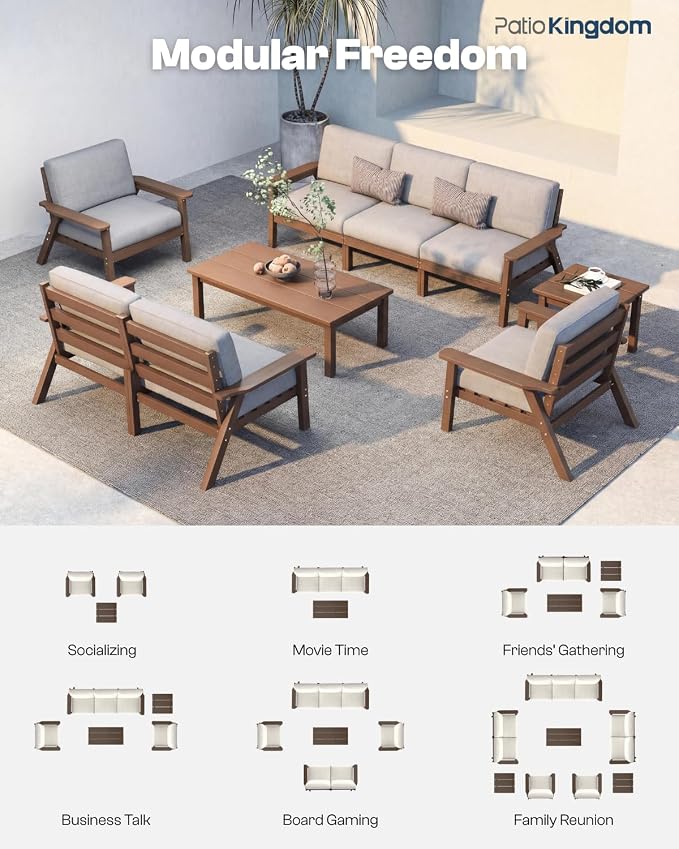 7 Piece Patio Conversation Sets, Outdoor Couch - Image 4