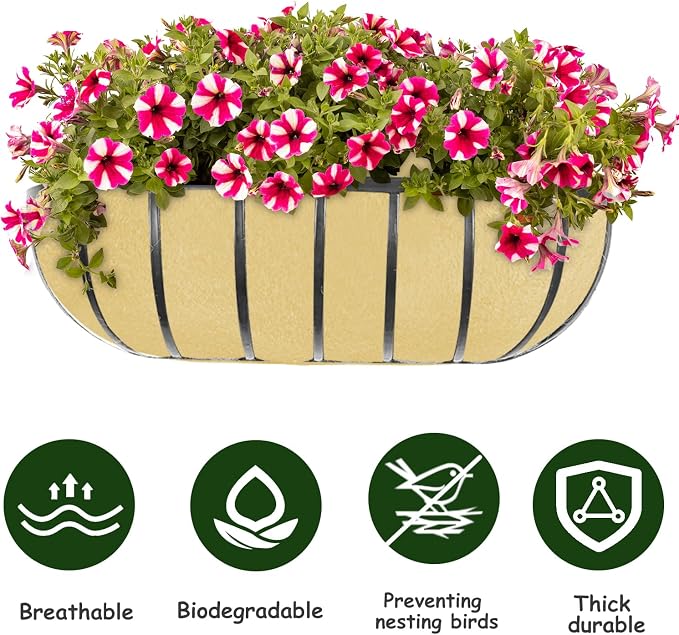 3PCS 30 Inch Planter Basket Liners Fabric Window Box Liners Felt Trough Planter - Image 3