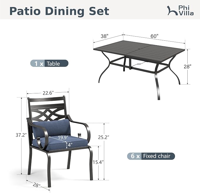 PHI VILLA 7 Pieces Outdoor Dining Set - Image 9