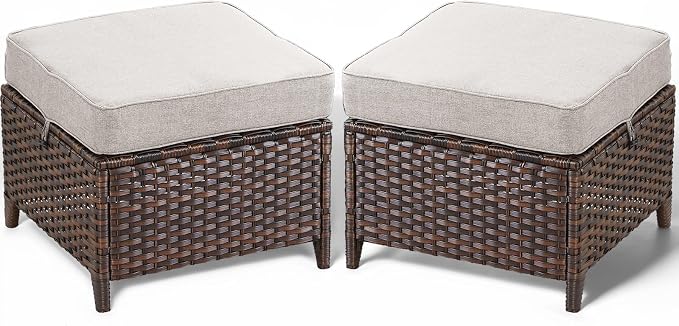 Patio Ottoman Outdoor Wicker Side Table by ACTREST