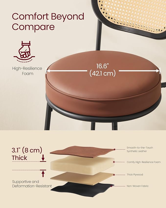 VASAGLE Bar Stools Set of 2, Bar Height Stools - Image 5