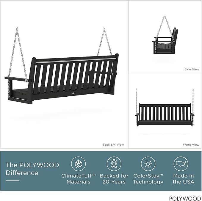POLYWOOD GNS60BL Vineyard 60" Outdoor Swing - Image 2