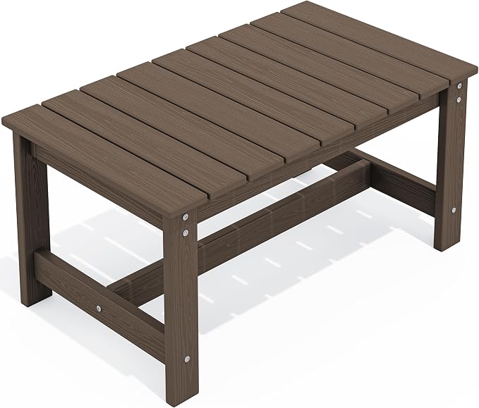 SERWALL HDPE Patio Coffee Table, Rectangle Outdoor Coffee Table, All Weather by SERWALL