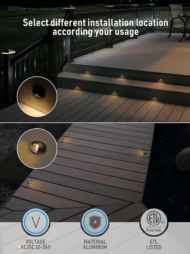 LEONLITE 24-Pack Recessed Low Voltage LED Deck Light Anti-Glare, 12-24V AC/DC - Image 2