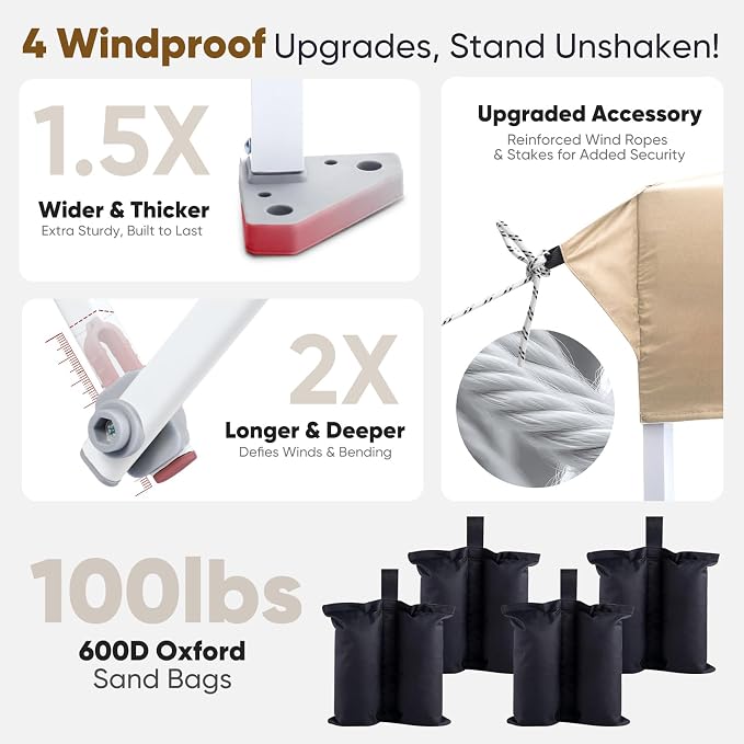 Sekey 10x10 Pop Up Canopy with Pockets Sidewall, One Push Setup Instant Outdoor - Image 3