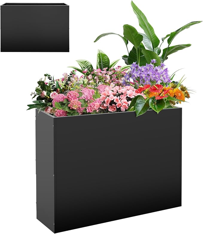 Metal Rectangular Planter Box, Large Planter Boxes Outdoor, 3 Tier Adjustable - Image 7