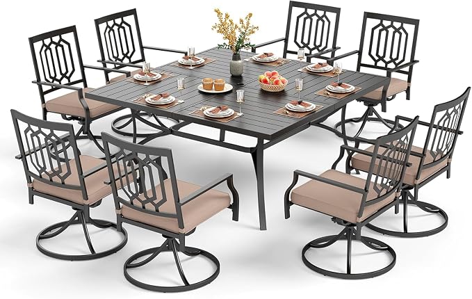 PHI VILLA 9 Pieces Outdoor Dining Set by PHIVILLAThepioneerofcomfortablehouseholdsupplies