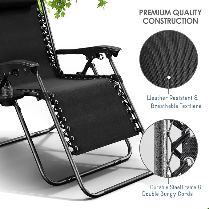 Nestl Zero Gravity Chairs, Portable Patio Lounge Chair Outdoor - Image 7