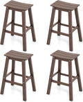 Tangkula Patio Bar Stools Set of 4, 29 Inch HDPE Bar Height Armless Saddle by TANGKULA