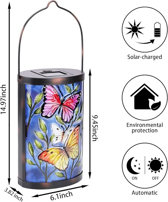 Hanging Solar Lantern Outdoor Waterproof LED Butterfly Solar Lights Decorative - Image 2