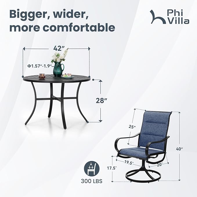 PHI VILLA 5 Piece Outdoor Patio Dining Set - Image 8