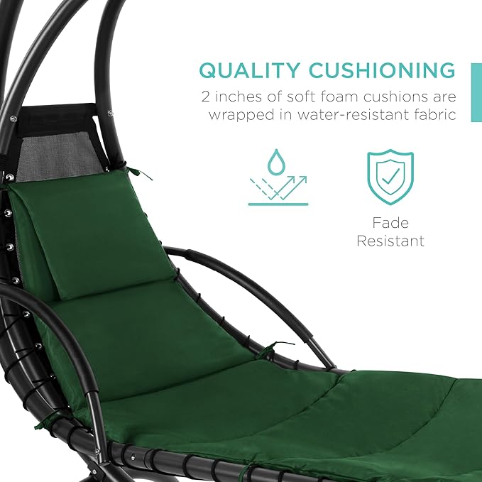 Best Choice Products Outdoor Hanging Curved Steel Chaise Lounge Chair Swing - Image 5