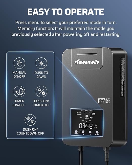 DEWENWILS 300W Low Voltage Landscape Transformer, 120V AC to 12V/14V AC Low - Image 2