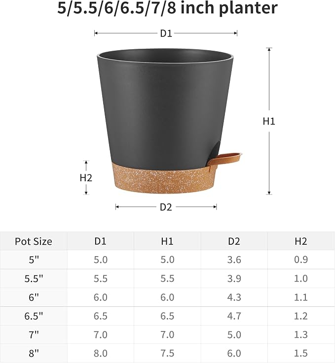 FaithLand 6-Pack Black Self Watering Planter Pots - Image 2