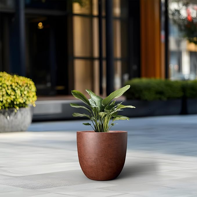 Kante 14 Inch Dia Round Concrete Planter, Indoor Outdoor Large Plant Pot - Image 4
