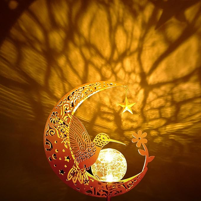 ZNYCYE Solar Lights Outdoor Decorative Moon Hummingbird Solar Stake Lights - Image 3