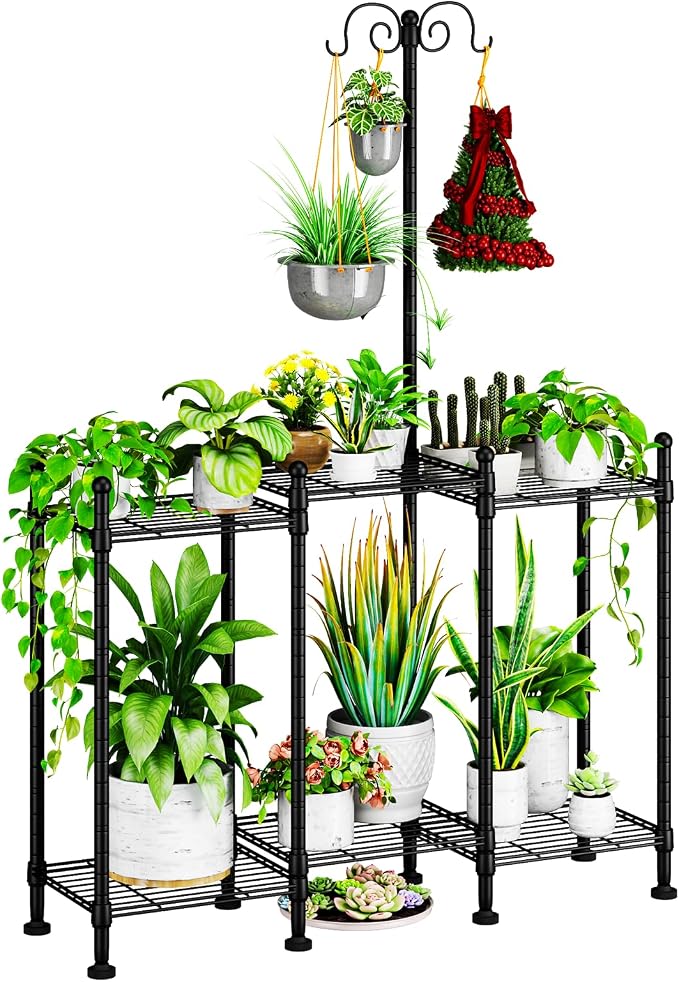 Plant Stand Indoor Outdoor, Heavy Duty Metal Waterproof 6 Tiered Plant Shelf - Image 9