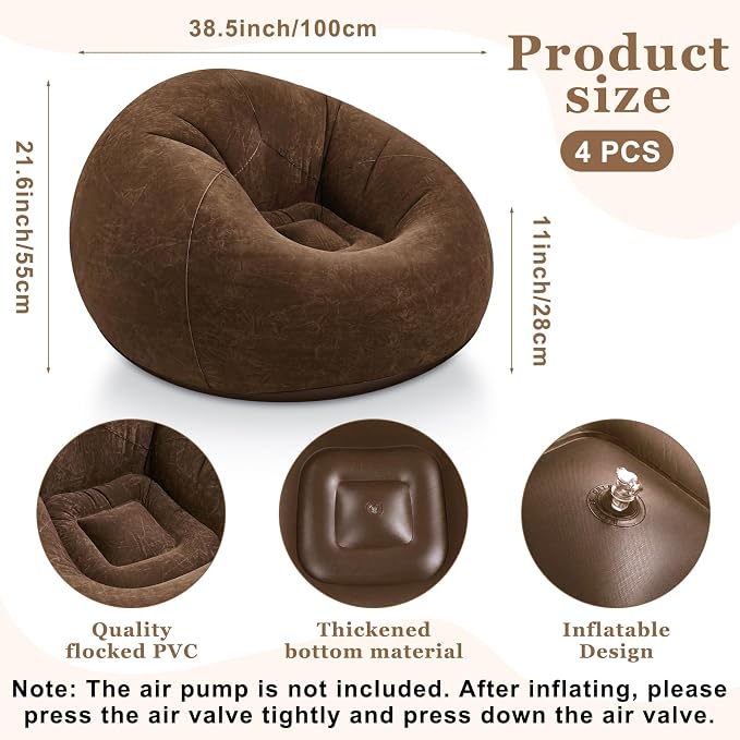 Realspring Inflatable Bean Bag Chairs Outdoor Blow up Camping Chairs Inflatable - Image 2