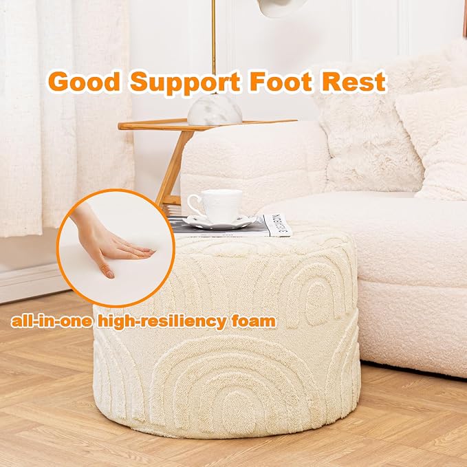 Asuprui Plush Fabric Ottoman Footrest – 20"x14" Soft Foam Pouf - Image 4