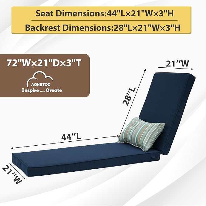 Outdoor Chaise Lounge Cushions, Olefin Lounge Cushion, Rainproof Color - Image 3