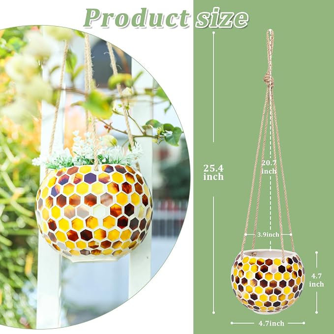Hanging Planter Mosaic Garden Pot Small Flower Pot - Image 3