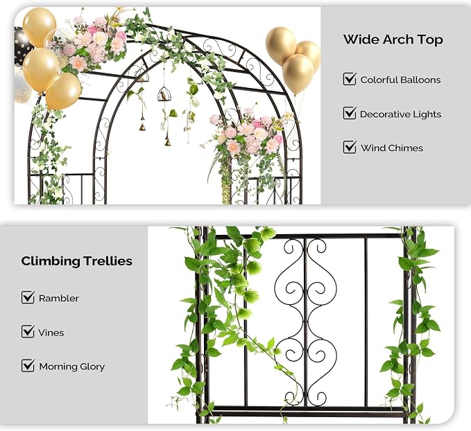 Outvita Garden Arch Arbor, Heavy Duty Metal Arbour Archway, Decorative Frame - Image 6