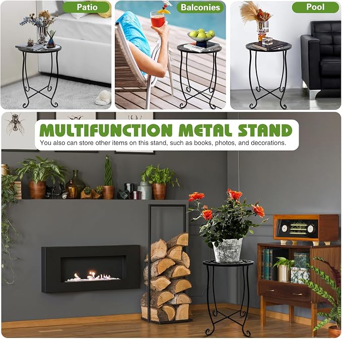Small Side Tables for Small Space, 2 Pack Metal Outdoor Indoor Side Table - Image 2