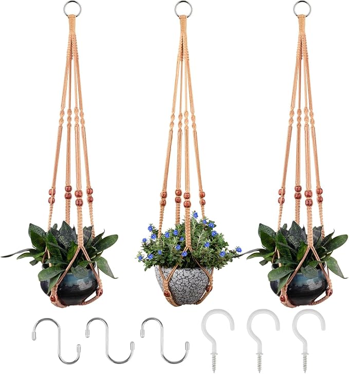 RIFNY Macrame Plant Hanger for 5 to 10 Inch Plant Pots, 35 Inch Woven Rope by RIFNY