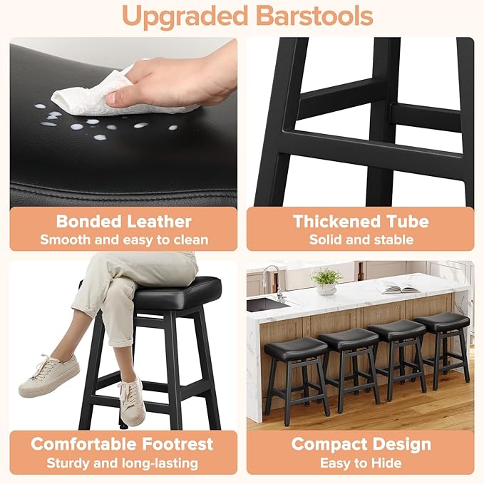 Counter Height Bar Stools Set of 3, 24 Inch Barstools - Image 4