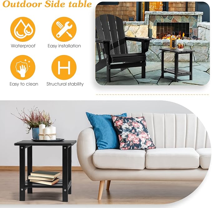 Adirondack Outdoor Side Table, 2-Tier Sturdy Patio End Table Weather Resistant - Image 5