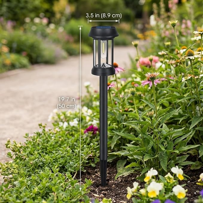 Solar Pathway Lights, 8 Pack Glass Solar Lights Outdoor, Solar Stake Lights - Image 7