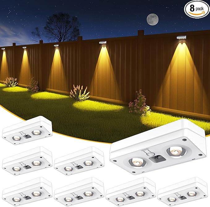 Solar Fence Lights 8 Pack, 50 Lumens Outdoor Fence Solar Lights by JOFIOS