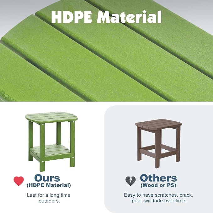 Outdoor Side Table 2 -Tier Adirondack Table HDPE Patio Side Table Weather - Image 4