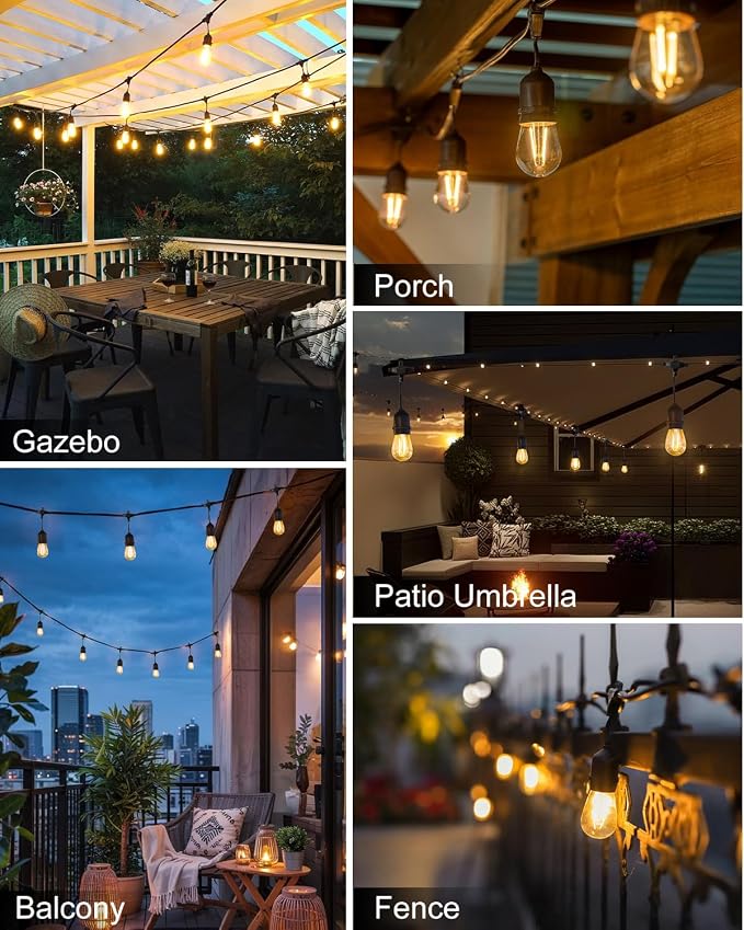 BRIMAX 2W Outdoor String Lights 25FT, Patio Lights Commercial Grade - Image 6