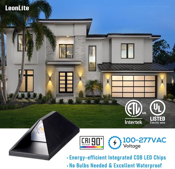 LEONLITE Dimmable LED Up Down Wall Light, CRI 90+, IP65 Waterproof, 10%-100% - Image 7