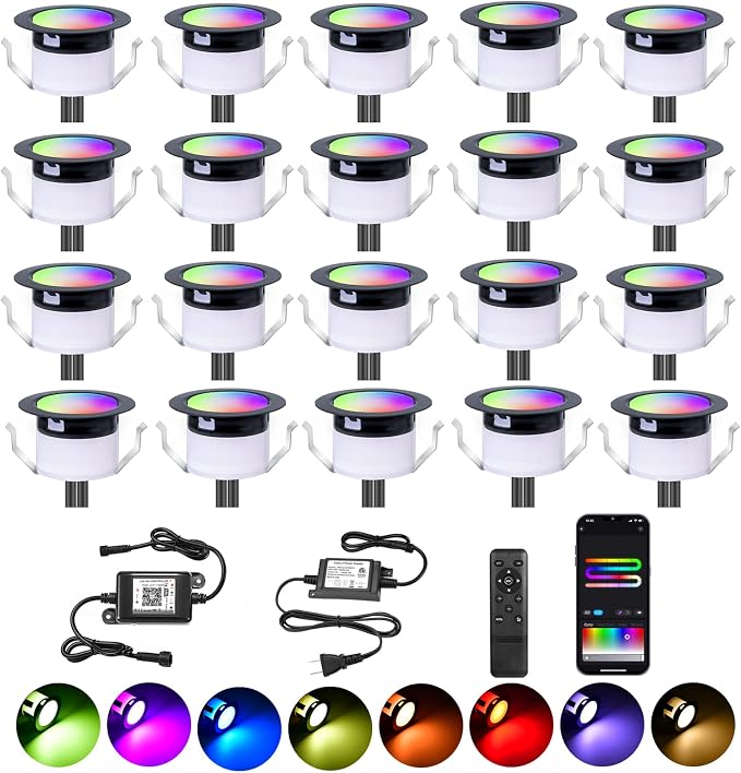 FVTLED LED Deck Lights Kit, Φ1.22 Low Voltage WiFi Pixel RGBW+IC Multi-Color by FVTLED