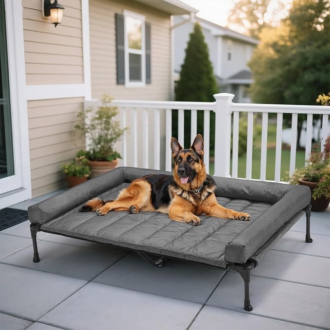 Veehoo Cooling Elevated Dog Bed Add Removable Waterproof Bolster Cushion Mat by Veehoo