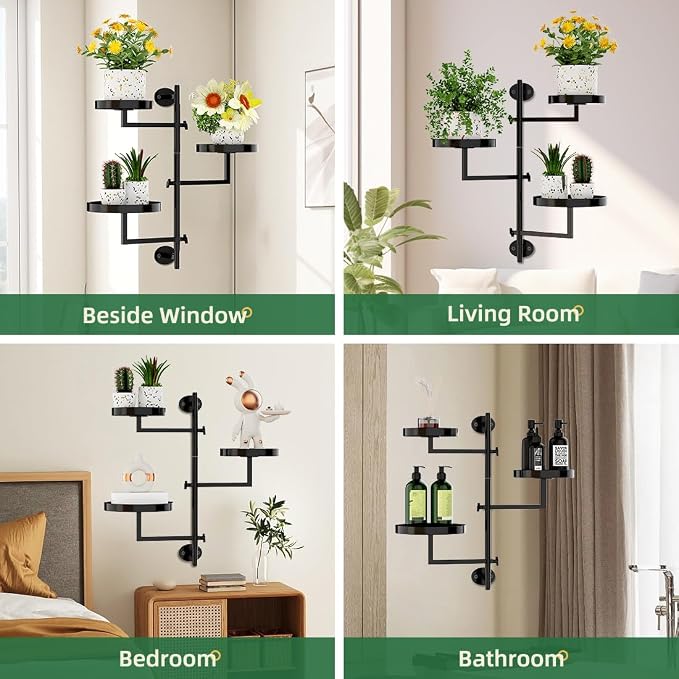 Window Plant Shelves Plant Shelf Indoor Metal Plant Stand Rotating Window Shelf - Image 7