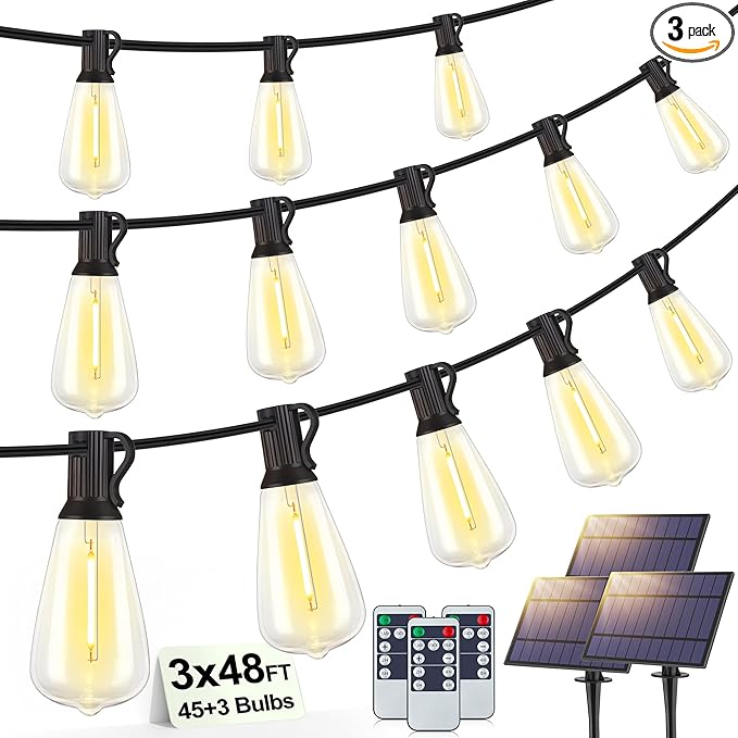 144FT Solar Outdoor String Lights by Larkvue