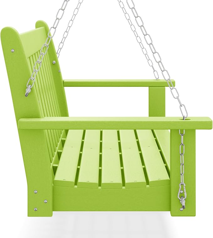 COSTAELM Paradise Outdoor Patio HDPE Hanging Front Porch Swing Bench - Image 3