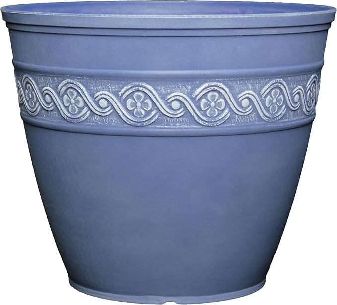 Classic Home and Garden Corinthian Resin Flower Pot Planter, Slate Blue by ClassicHomeandGarden
