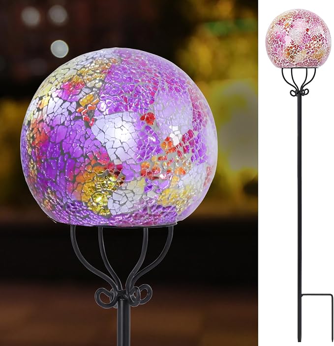 VCUTEKA Solar Outdoor Lights Garden Decor Mosaic Solar Garden Lights Waterproof by VCUTEKA