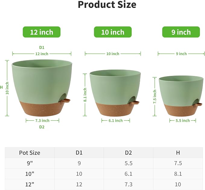 FaithLand 3-Pack Large Planter Pots, 12 10 9 Inch Self Watering Flower Pots - Image 2