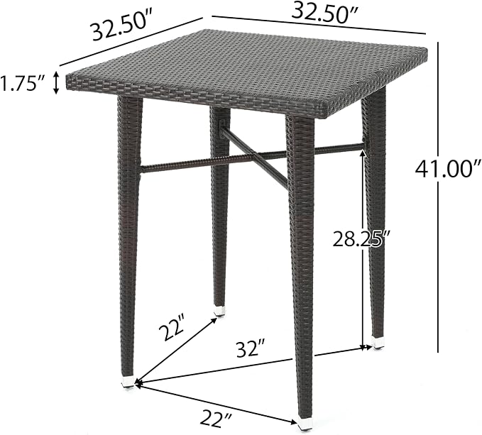 32" Square Wicker BAR Table - Image 2