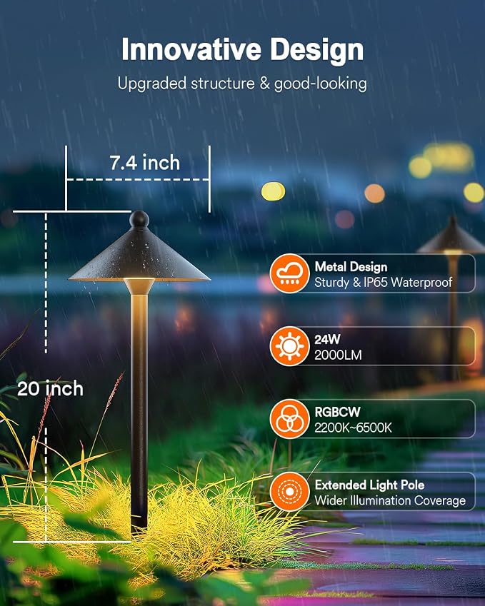 Lumary Smart Low Voltage Pathway Lights 24V 2000LM, Landscape Path Lights - Image 3